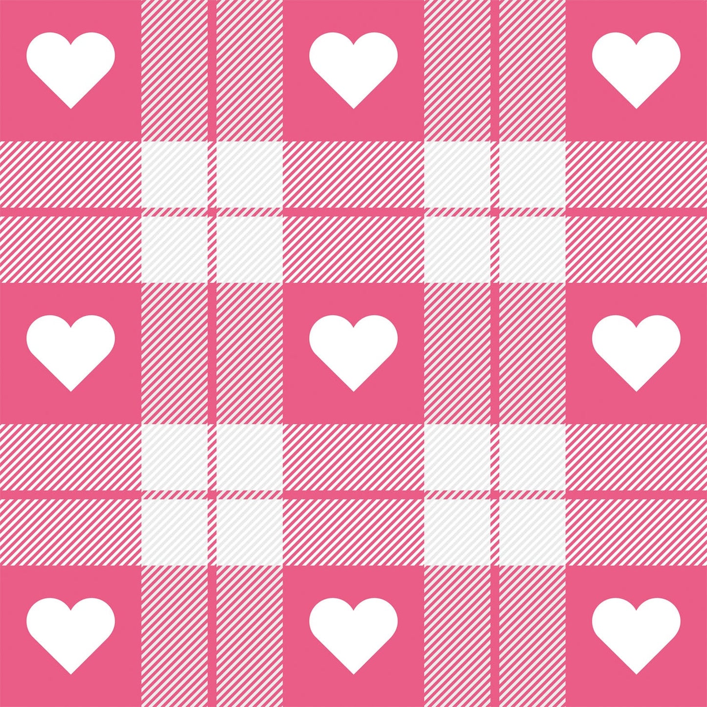 Pink Heart Checks Vinyl Table Cover - Americo Vinyl & Fabric