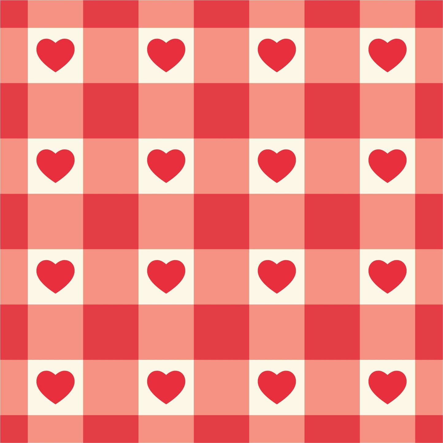 Red Heart Checks Vinyl Table Cover - Americo Vinyl & Fabric