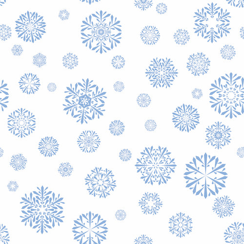 Blue Snowflakes On White Vinyl Table Cover - Americo Vinyl & Fabric