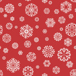 White Snowflakes On Red Vinyl Table Cover - Americo Vinyl & Fabric